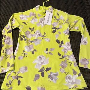 Athleta Lime Floral UV Swim Long Sleeve Shirt